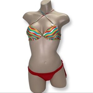 Recco brazilian red and striped bikini set New With Tags